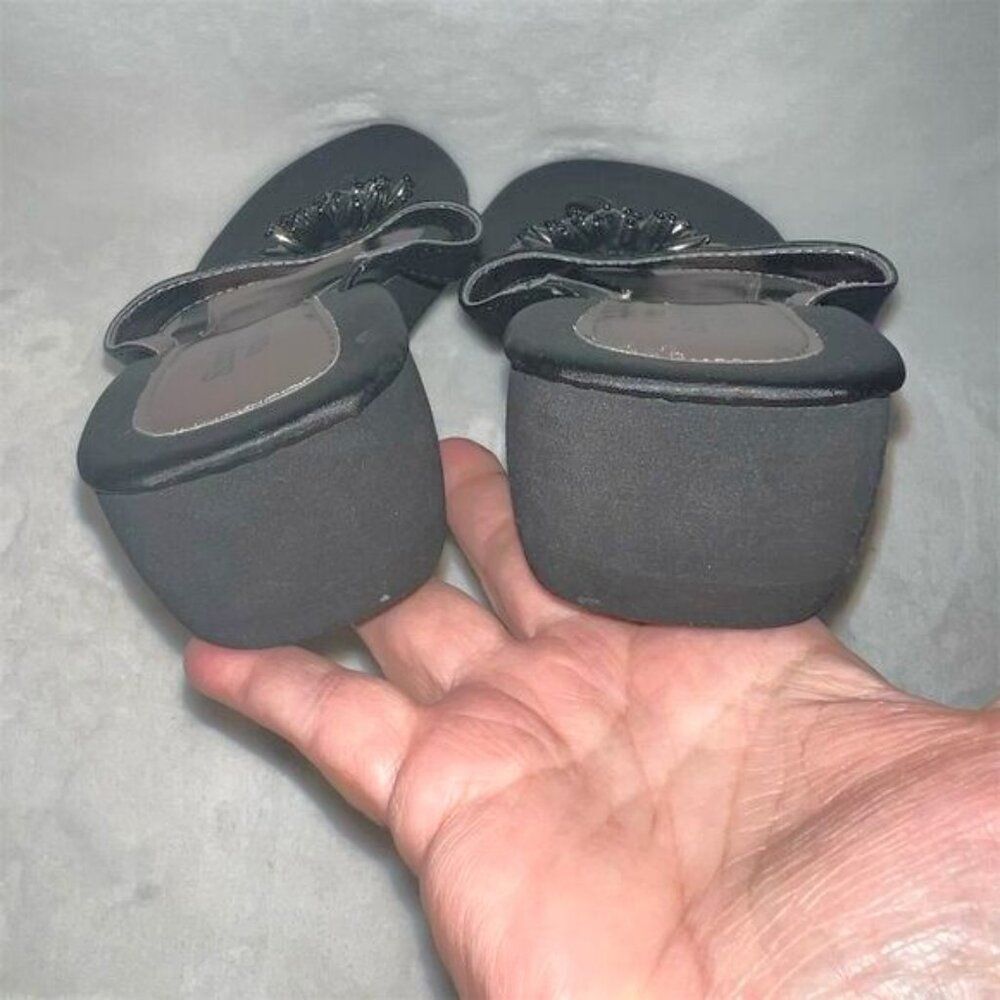 Simply Vera Vera Wang Women's Beaded Thong Wedge Sandals Black Size 7-8 - Picture 4 of 7